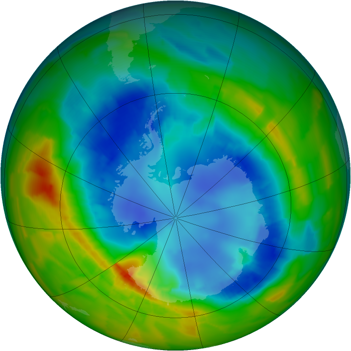Antarctic ozone map for 24 August 2012